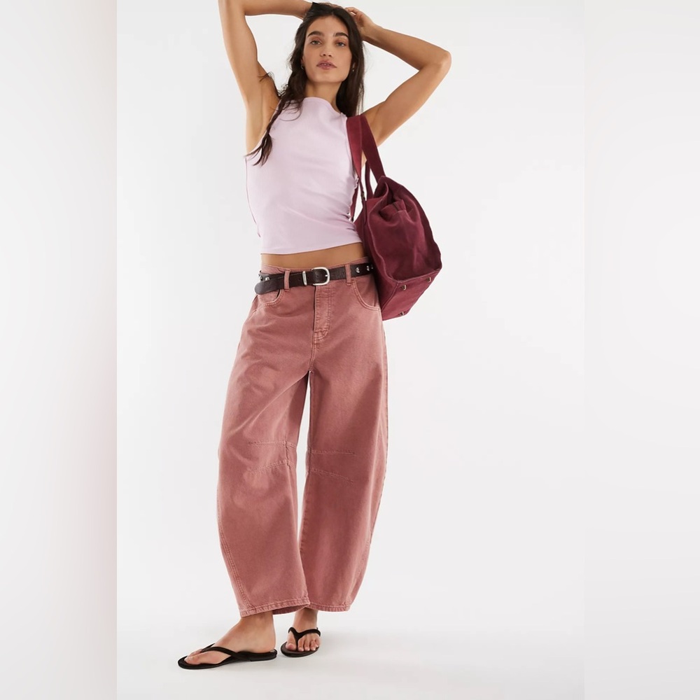 We The Free Pink Wide Leg Jeans